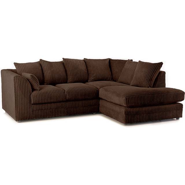 (Chocolate, Right Hand Corner ) Luxor Jumbo Cord 4 Seater Corner Sofa
