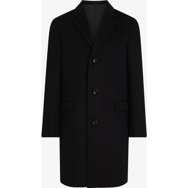 Slim Brushed Wool Coat - Black - XXL