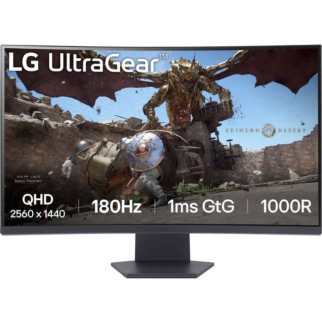 LG 32GS60QC-B - Ultragear-bildskärm, 32 tum QHD, 2560 x 1440, VA-panel, 16:9, HDMI, 1 ms, 180Hz, FreeSync, universell anslutning, färg grålila