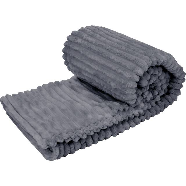 Waffle Shaped Electric Blanket Heated Fleece Overblanket Throw Machine Washable Remote Timer Control Heat Settings - Mid Grey - 130cm x 160cm