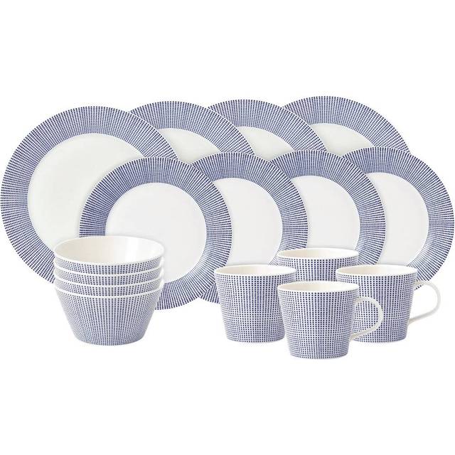 Royal Doulton Pacific Dot Porcelain Dinnerware Set, 16 Piece, Blue