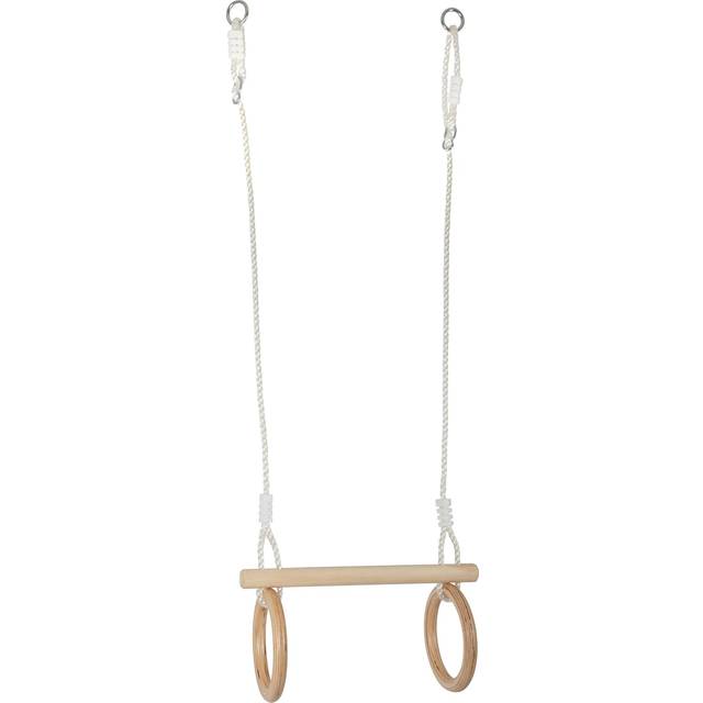 small foot Trapez mit Turnringen aus Holz, zur Befestigung an Schaukel-oder Klettergerüst, für Kinder ab 3 Jahren, 11909, Braun