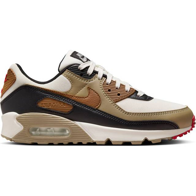 Nike Dam Air Max 90 Sneaker, 37,5 EU, Phantom Lt British Tan Black Fire Red, 37.5 EU
