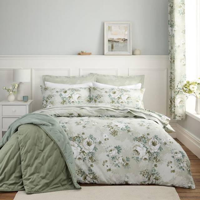 Darla Floral Duvet Cover and Pillowcase Set - Sage