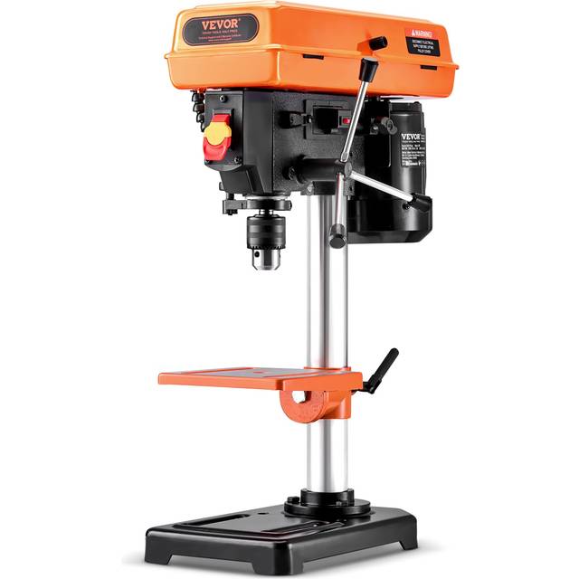VEVOR Bänkborrpress 203,2 mm 8-tums, 2,3A induktionsmotor, 500W maximal effekt, bordsborrmaskin med 550/950/1450/1950/2500 RPM Variabel 5-hastighetskontroll, 0-45° tiltbart arbetsbord