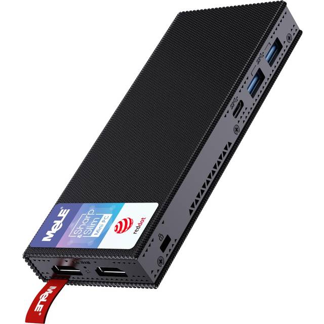 MeLE PCG02 Pro Fläktlös Stick-PC - Reddot Award-vinnare, N100 8GB 128GB, Dubbla HDMI, WiFi 5, Gigabit Ethernet, USB-C PD3.0, Ultratunn & Kompakt mikro-skrivbord för hem, kontor, IoT och industri