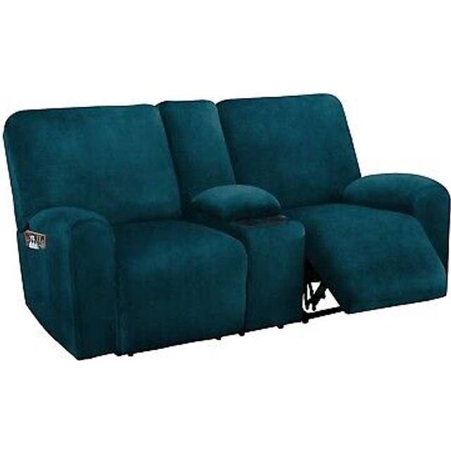 ULTICOR Ultimate Decor Reclining Love Seat with Middle Console Slipcover  8-Piece Velvet Stretch Loveseat Reclining Sofa Covers  2 seat Love seat Recl