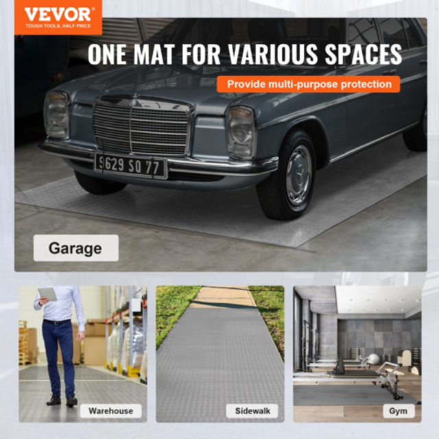Vevor PVCDBYZSW1.55.8M1V0 4.9 x 19 ft. Garage Floor Mat, Texture Silver