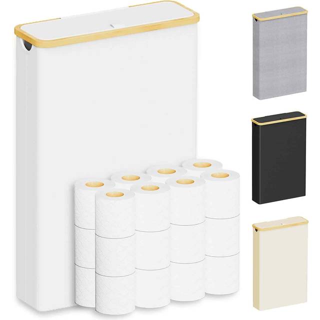 SpaceAid Extra Large Toilet Paper Storage with Lid  Hold up to 24 Regular Rolls or 18 Mega Rolls  Slim Toilet Paper Basket Holder Bin Container  Bathr
