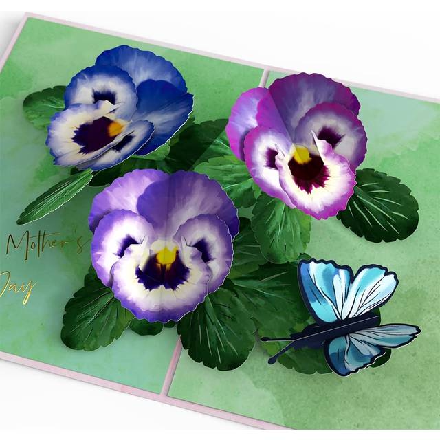 Lovepop Happy Mothers Day Pansies Pop-Up Card  5 X 7 Pop Up Card  Thoughtful Card for Mom  Pop Up Flowers  Handmade Card for Grateful Mom