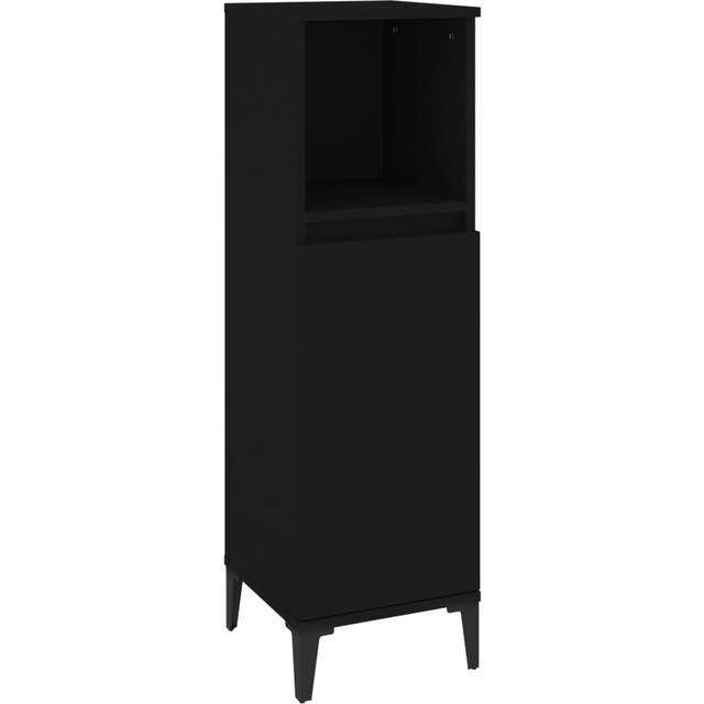 vidaXL Bathroom Cabinet Black 30x30x100 cm Engineered Wood