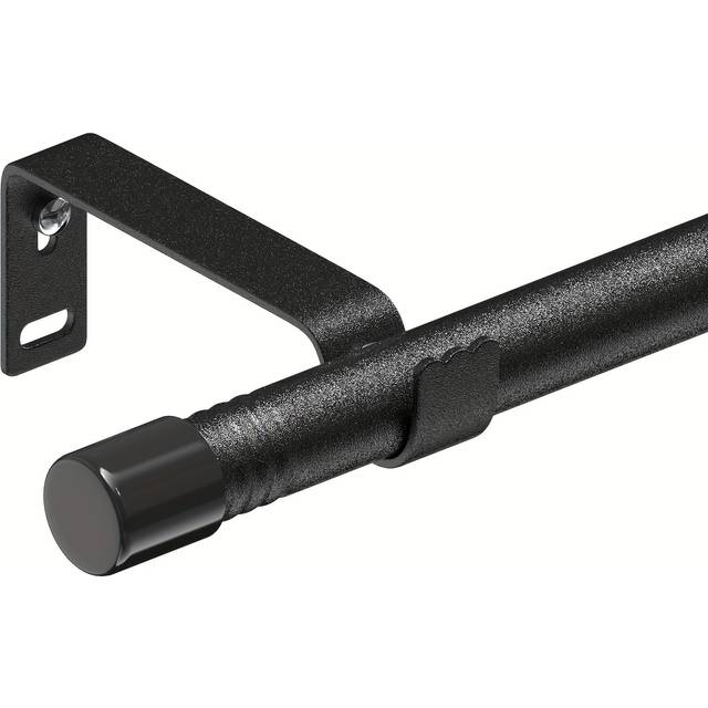 TEMU 1pc Modern Adjustable Curtain Rod, 5/8 Inch Metal Pole With Brackets, Matte Black Finish, For Window Drapes, Home Decor