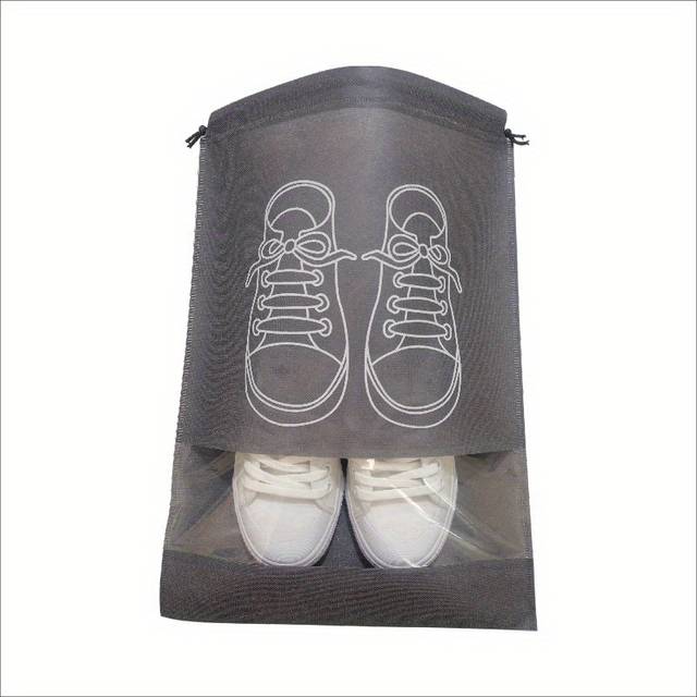 TEMU 10-pack Shoe Storage Bags With Transparent Window, Drawstring Closure, Space-saving Design, Ideal For Travel & Home Organization Bags