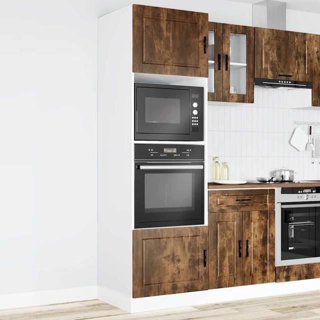 Oven Cabinets 2 pcs Porto Smoked Oak Engineered Wood Vidaxl