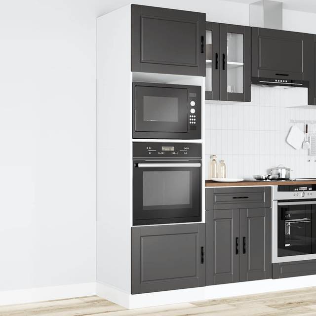 (black, 2 pcs) vidaXL Oven CabinetÂKitchen Cabinet Oven Unit Oven Base Unit Engineered Wood