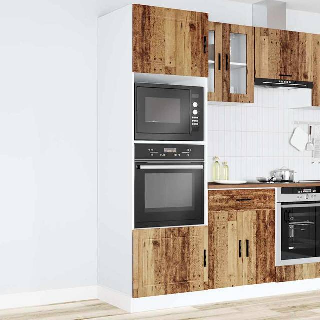 vidaXL Oven Cabinets 2 pcs Porto Old Wood Engineered Wood - Brown