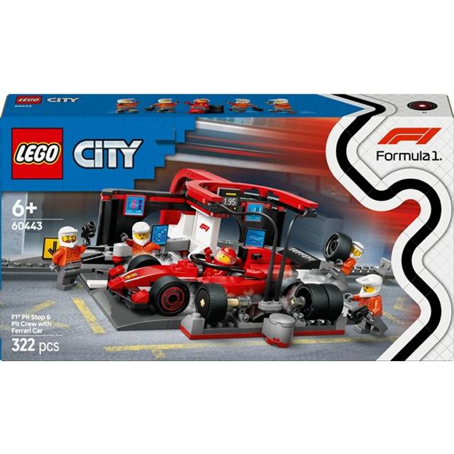 Lego City F1 Pit Stop &Amp; Pit Crew With Ferrari Car 60443 - One Colour