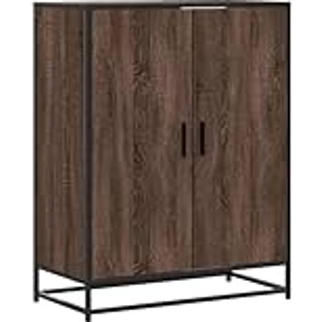 vidaXL Shoe Cabinet Brown Oak 75x38x97.5 cm Engineered Wood and Metal