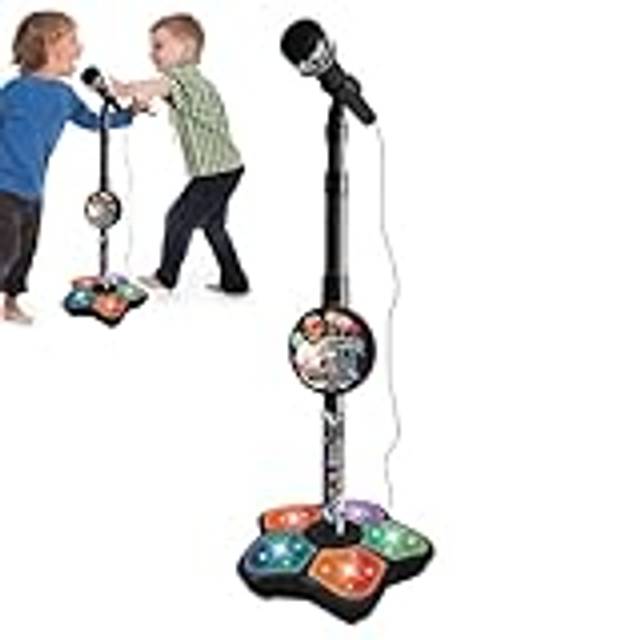 Stående mikrofon barn, stående mikrofon för barn, festtidsfördriv MP3-läge och scenmikrofon, barnmikrofon med justerbart stativ för barn för roliga musikeffekter