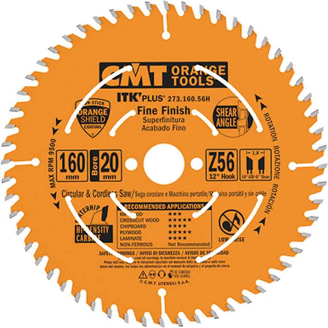 CMT 273.250.80M ITK Plus FINE Finish Saw Blade HW 250X2.4X30 Z=80 ATB+S