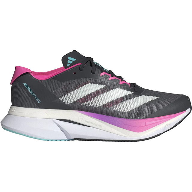 Adidas Women's Adizero Boston 12 Grey/Black/Lucid Pink, 38