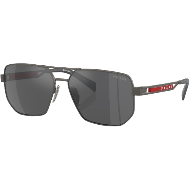 Prada Linea Rossa Grey Mirror Navigator Sunglasses PS 51ZS 19K60A 59 - Gunmetal (Dimension: 7.0000x5.0000x4.0000 inches)