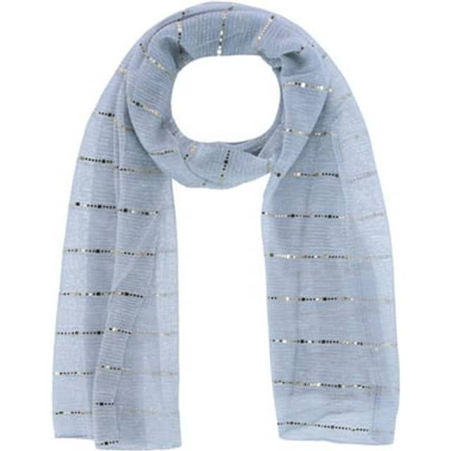 CTM Women&#39;s Sheer Sparkling Metallic Stripe Lightweight Scarf - Silver (one size)