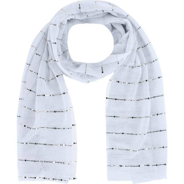 CTM Women&#39;s Sheer Sparkling Metallic Stripe Lightweight Scarf - White (one size)