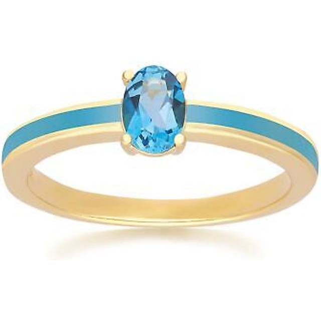 Siberian Waltz Blue Enamel & London Blue Topaz Ring in Gold Plated Silver
