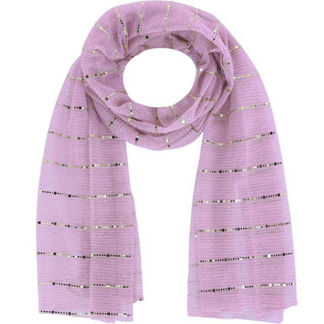 CTM Women&#39;s Sheer Sparkling Metallic Stripe Lightweight Scarf - Pink (one size)