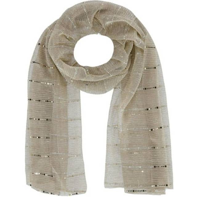 CTM Women&#39;s Sheer Sparkling Metallic Stripe Lightweight Scarf - Gold (one size)