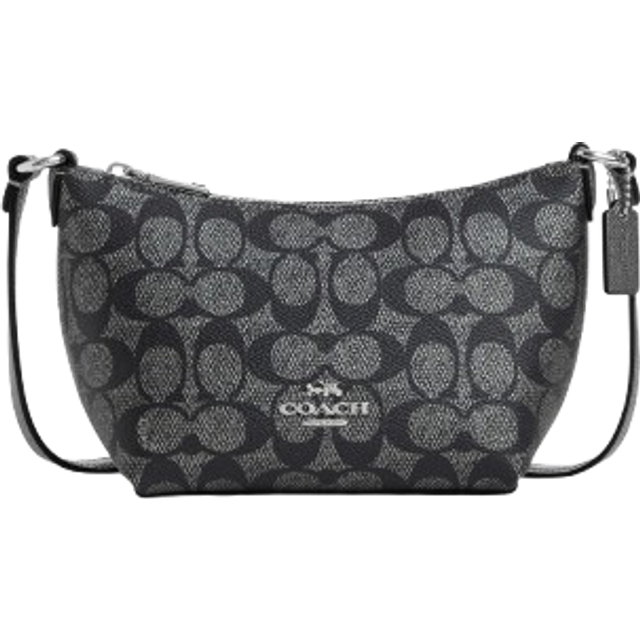 Coach Womens Zip Top Crossbody in Metallic Signature Canvas - Grey - One Size