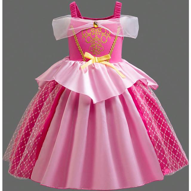 SHEIN Christmas Young Girl Party Dress, Santa Dress, New Year Dress, Girls Princess Tulle Dress With Gold Glitter Print, Bowknot - For Holiday, Stage Perfor