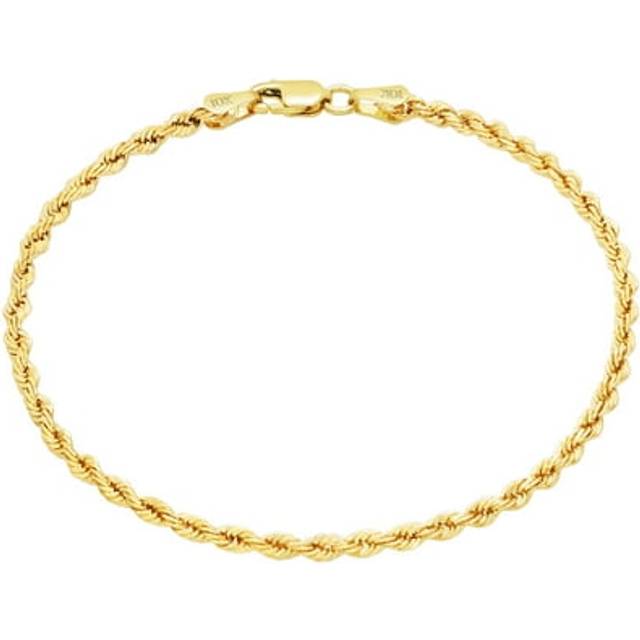 10k yellow gold 2mm-10mm diamond cut rope chain bracelet men women 7" 7.5" 8" 9"