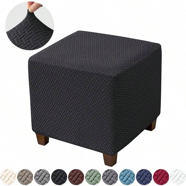 SHEIN 1PC Jacquard Ottoman Slipcover Home Decor Stool Covers All Seasons Anti-Dirty Spandex Sofa Footrest Covers For Living Room Bedroom Hotel Bar
