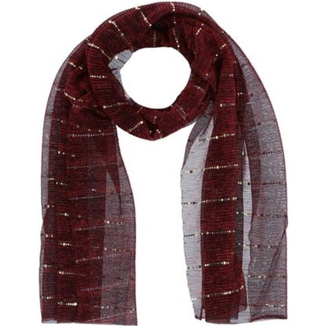 CTM Women&#39;s Sheer Sparkling Metallic Stripe Lightweight Scarf - - Burgundy (one size)