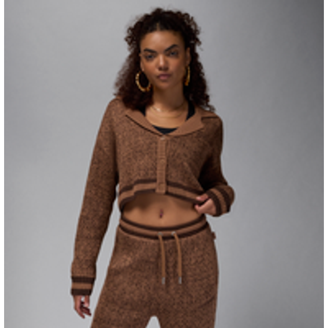 Nike Air Jordan Women's Knit Cardigan - Brown - Acrylic/Lyocell/Linen/Elastane/Nylon - S (UK 8&#x2013;10)