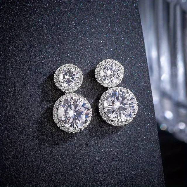 TEMU 925 Silvery 5 Carat Moissanite Luxury Dangle New Gourd Earrings For Women, Banquet, Wedding, New Year Jewelry Gift
