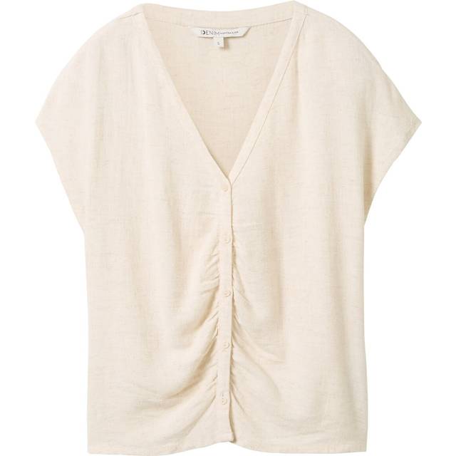 Tom Tailor Short Sleeve Blouse - Cream