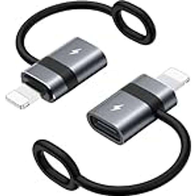 MoKo USB C to Lightning Adapter with 36W PD Fast Charging, USB-C Female to Lightning Male Adapter for iPhone 14/13/12/11/iPad/iPod/AirPods, with Anti-lost Loop, Not for Audio/OTG, Gray