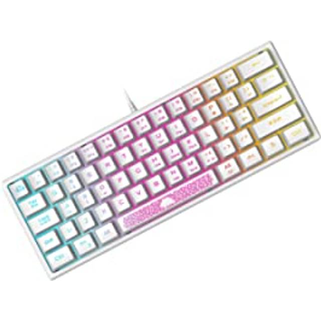 ZIYOU LANG K61 Mini 60% Speltangentbord, Optisk RGB Chroma Bakgrundsbelyst Membran Semi-Mekaniskt Gaming Light Up Keyboard, Kompakt 62 Tangenter, UK Layout, USB Wired, för PC Laptop Mac-Vit