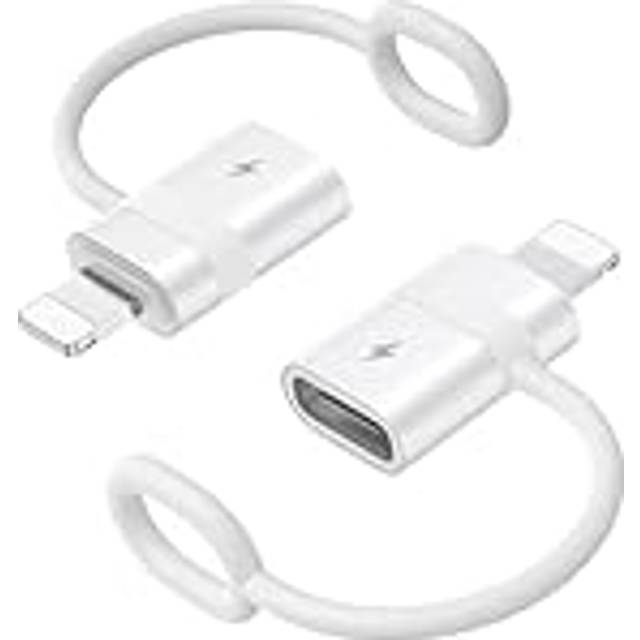 MoKo USB C to Lightning Adapter with 36W PD Fast Charging, USB-C Female to Lightning Male Adapter for iPhone 14/13/12/11/iPad/iPod/AirPods, with Anti-lost Loop, Not for Audio/OTG, White