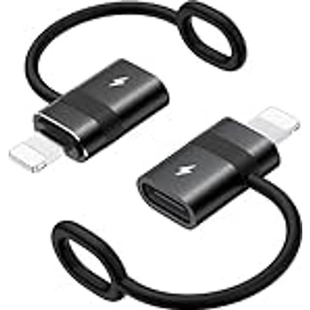 MoKo USB C to Lightning Adapter with 36W PD Fast Charging, USB-C Female to Lightning Male Adapter for iPhone 14/13/12/11/iPad/iPod/AirPods, with Anti-lost Loop, Not for Audio/OTG, Black