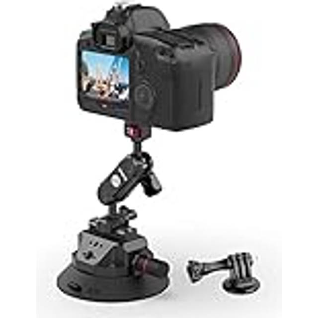 "SC-02 4.5"" Camera Car Suction Cup Mount for GoPro, Vacuum Suction Cup Holder with Pump and Quick Release NOTA Magic Arm, Camera Car Mount for DJI OSMO"
