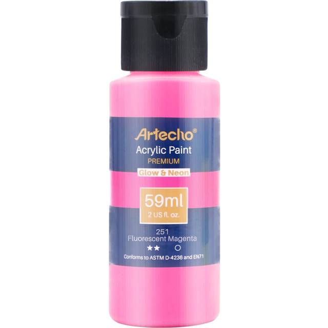 Artecho Glow in the Dark Paint  Neon Magenta 59ml / 2oz Bottle  Fluorescent Acrylic Paint for Decoration  Art Painting  Outdoor and Indoor Art Craft