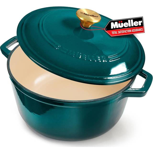 MELLERHOME 4.5 QT Enameled Cast Iron Dutch Oven  Heavy-Duty Casserole Dish and Braiser Pan with Lid and Stainless Knob  Safe for All Cooktops  Housewa