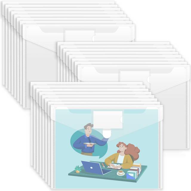 24 Pack Plastic Envelopes Poly Envelopes  Sooez Clear Document Folders