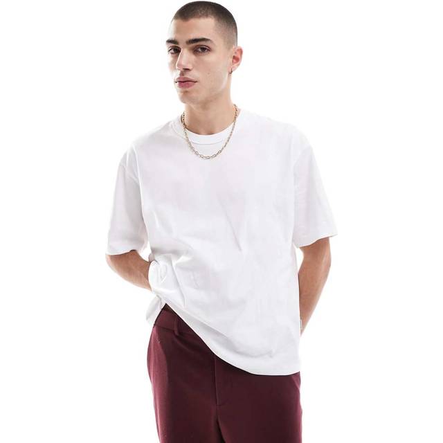 Jack & Jones – Vit t-shirt med boxig passform-Vit/a
