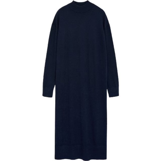 MANGO Roundneck Knitted Dress Dam Maxiklänningar Stl. XXS - Från Magasin - Navy (XXS)