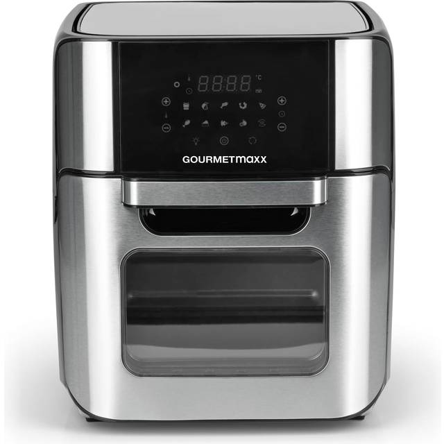 GOURMETmaxx digital XXL-varmluftsfritös 12 liter, fritering utan fett, tillbehören är diskmaskinssäkra, utförande i rostfritt stål, 10 program och timerfunktion [1 800 watt]